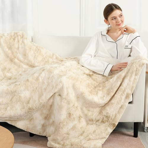 ESTINGO Elektrische Heizdecke 180x130cm, Elektrische Wärmedecke, Crème