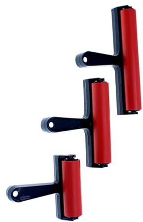 WRITWAA Artist Rubber Roller Brayer Paint Brush 10cm Red Handle Art Drawing Roller Brush for Craft Painting and Scrapbooks