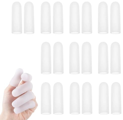 IBXWMNG 20 Pezzi Gel Manicotti per Dita, Protezioni per Dita in Gel,Impermeabile Proteggi Copridita in Silicone Proteggi Dita e Pollici Protezione Dita Mano per Casa e Lavoro