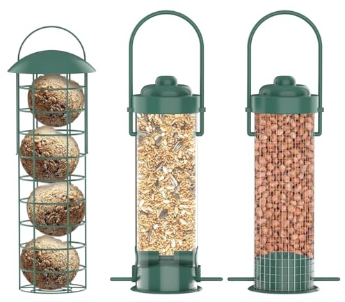 Mangiatoia Per Uccelli | Portacibo In Metallo Antiruggine | Mangiatoia Per Uccelli A Tubo Antiscoiattolo | per Colibrì Cinciallegra Fringuello Giardino Cortile Balcone Albero