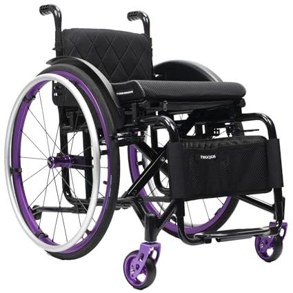 TRGCJGH Ultralätt transportrullstol vikbar för vuxna, bärbar aluminium reserullstol rullstolar med självdrift (15,7 tum Seat Width)