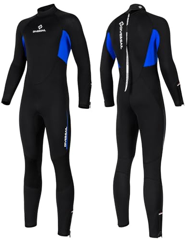Combinaison de plongée 5 mm en néoprène pour homme et femme - Paroi épaisse - Fermeture éclair dans le dos - Manches longues - Maintien au chaud - Pour la plongée, le surf, la plongée avec tuba et les