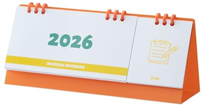 Calendario de escritorio 2026 con blocs de notas de escritura, peine de encuadernación, planificador diario mensual, 23 x 7,3 x 10 cm, escritorio con notas