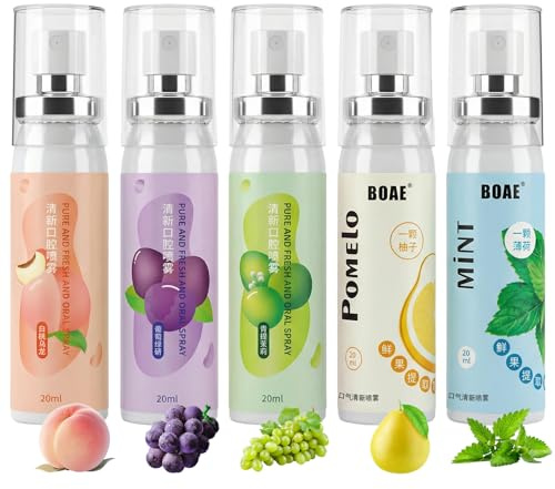 5 Pezzi Spray Alito Fresco sapore di frutta,l'Alito Spray per Bocca Rinfrescante l'Alitosi, Spray per Bocca Alito Fresco,Alito Cattivo Deodorante per Orale,Spray Orale per L'alito Cattivo (Colorato)