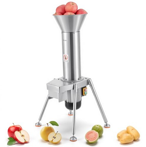 VEVOR Obstmühle für Äpfel Elektrisch 1100 W, Obsthäcksler Edelstahl SUS304, Verarbeitet Ganze Äpfel bis zu 80 mm Durchmesser, 164 kg/h Obstzerkleinerer für Birnen Ananas Guaven Karotten Kartoffeln