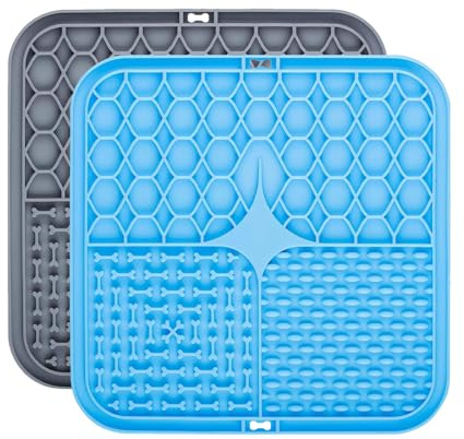 Alfombrilla para Lamer para Perros 2 Piezas, 20 X 20 cm | Alfombrillas para Lamer Perros y Gatos de Silicona, Ralentiza Alimentación de Mascota, Silicona Sin BPA