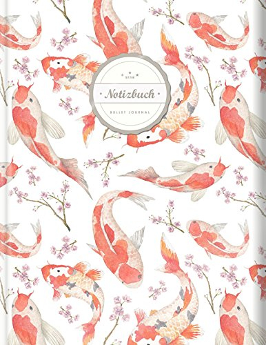 BULLET JOURNAL (©Star, A4, 156 Seiten, Softcover) || Mit Register || XXL Punktraster Notizbuch, Tagebuch, Gepunktete Seiten, Dot Grid Notebook, „Koi Karpfen“