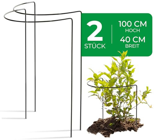 Novatool 2 Strauchstütze 100 cm hoch halbrund 40 cm grün Staudenhalter Blumenhalter Rankengewächs Pflanzenstütze Blumenstütze Staudenstütze Rankhilfe Strauchhalter Rosenstütze
