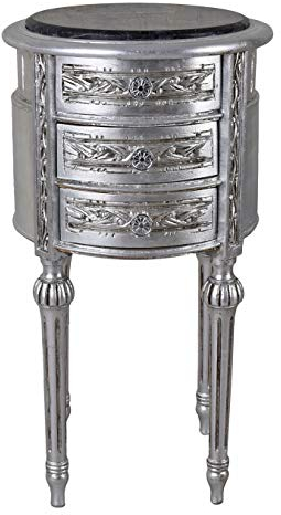 Nachtschrank Barock Silber Kommode rund Nachtkommode Nachttisch Nachtkonsole cat829 Palazzo Exklusiv