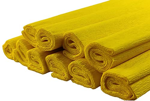 Netuno 10 rullar kreppapper gul 200x50cm pysselpapper för kreativa hobby färgböcker skola förpackning DIY-projekt festdekorationer