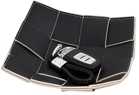 lesulety Vacío Bolsillo Cuero Pequeño Bandeja Gadget Oficina Decoración Escritorio Bandeja Joyería Vacío Bolsillo Entree Decoración Hogar Objeto Decoración Diseño Cuero Tejido,Negro,L