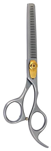 Nixcer Ciseaux à effiler - Lame CNC à dents tranchantes avec réglage fin - Acier japonais 420C J2 Diluant professionnel pour homme et femme (sable, 16,5 cm)