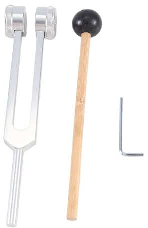 Ficher 174 Hz Tuning Fork for Healing Repair Reliever Stress & Healing Musical Instrument with Silicone Hammer Tuning Fork Silver Aluminum Alloy 1Set