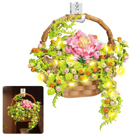 HIGH GODO Blumen Klemmbausteine Set Bonsai Pflanzen Bausteine Set Haus Wanddekoration Deko Geschenke für Erwachsene, Geschenke für Frauen, Mädchen (Blumentopf)