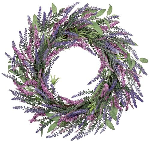 Künstliche Lavendel Blumenkranz Türkranz Blumenkranz Deko groß Türkranz Wandkranz Frühlingsdeko für Frühlings-Sommer-Osterdekoration, Zuhause, Parties, Türen, Hochzeiten