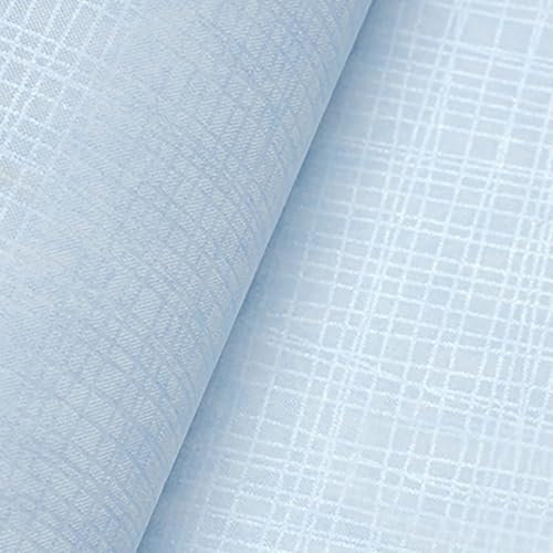 Trafagala Light Blue Tartan Checkered Wallpaper Feature Geometric Textured No Match Wallpaper Non-Woven Striped for Living Room Bedroom Adults Hallway Lounge