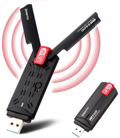 AXE5400 Cle WiFi 6E,Tri-Bande Clé WiFi pour PC,USB 3.0 Adaptateur WiFi, Double Bande Antenne WiFi, 2.4G/5.8GHz, Compatible avec Windows 11/10