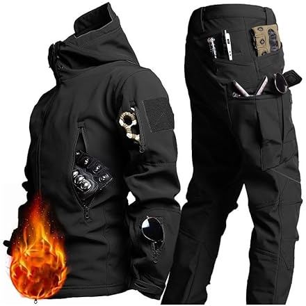 CLSQLXYJZC Windundurchlässige Wasserdichte Skianzüge Stellten Ein, Herren 2024 Winter-Set Aus Warmer Verschleißfester Skijacke Und Hose, Mit Armband Und Gürtel Outdoor-Sport-Schneeanzüge(Black,L)