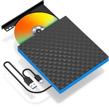 XIAOXIN Lettore CD DVD Esterno Portatile, Masterizzatore DVD Esterno, Lettore CD Esterno per Pc Desktop Tower, Disco Esterno Ultra Slim USB 3.0 Type-C, compatibile con Windows 11/10/8.1/7/XP, Linux
