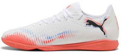 Puma Men's Future Play Indoor Trainer Soccer Shoes, White-Black-Glowing Red AH25, 8
