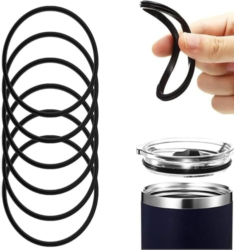 5Pcs Black Replacement Rubber Lid Ring Compatible with Travel Mug 16oz & 20oz Gasket Seals Lid for Insulated Stainless Steel Tumblers, Coffee Cups Kitchen and Dining Glassware and Drinkware,Lids