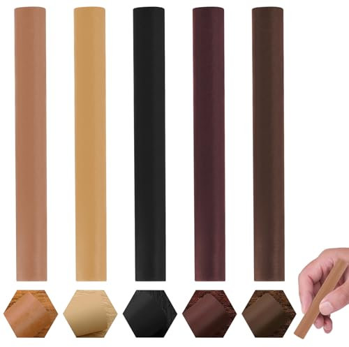 5Pcs Wood Filler Brown, Wax Filler Wood Repair Sticks, Wooden Floor Scratch Repair Sticks, Light to Dark Brown Oak Wood Scratch Repair Crayons Multi-Surface for Laminate Floor Table Door Guitar