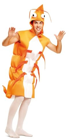 My Other Me - Disfraz Gamba Hombre, talla M-L. Incluye vestido sin mangas naranja y blanco con capucha, ojos grandes, antenas largas, patas sobresalientes y aguijón.