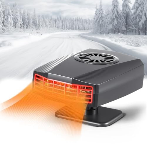 Katroiy Car Heaters for Vehicle, Portable Car Heater that Plugs into Cigarette Lighter, 360 °Rotatable Windscreen Defogger Window Defroster for Car SUV Trucks(Black)