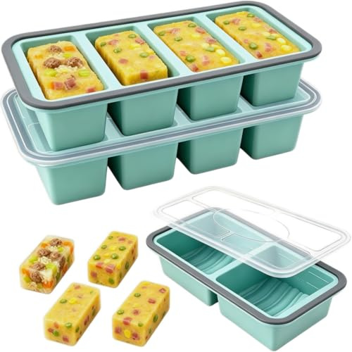 agctrler 3 stycken Souper Cubes Set silikon fryssform med lock, 250 ml & 500 ml kapacitet, BPA-fri, frysbehållare för soppa, buljong, sås, meal prep och barnmat