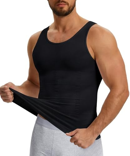 Nebility Shapewear Mens Compression Shirt - Slimming Tank Tops Tummy Shaping Vest Breathable Tank Tops for Workout Gym