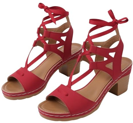 Sandale Spartiate Femme Talon - Sandales Femme avec Lanière Chaussures | Nu Pieds Ajouré Sandalette Respirant Chaussure Couleur Unie De Marche Sandalette De Plage Ete Nu Pieds