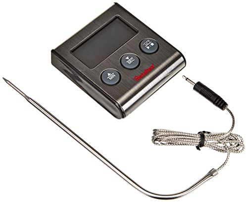 Metaltex Termometro Digitale da Cucina con sonda e Timer, Acciaio Inox, Grigio, 20 x 20 x 6 cm