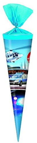 Schultüte / Zuckertüte / Länge: 35cm / rund / Polizei