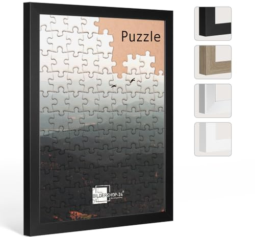 Bildershop-24 Cornice puzzle grande per puzzle, ca. 500-1000 pezzi, 50 x 70 cm, 70 x 50 cm, nero con vetro acrilico