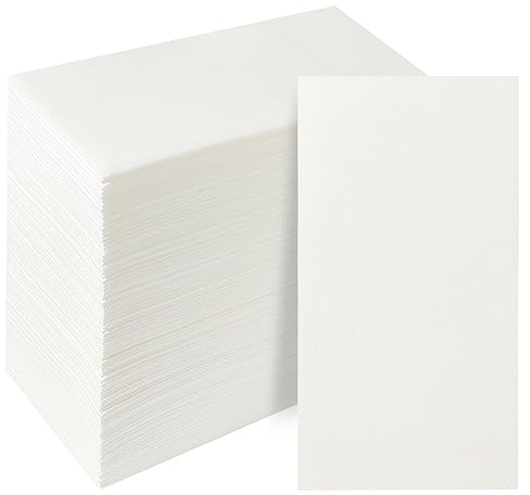 JEBBLAS Decoración Toalla desechable Toalla de lino Servilleta de cena | Papel Toallas de mano para bodas Restaurante Fiestas en la cocina | 30 cm x 43 cm Paquete de 100（Blanco）