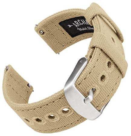 Archer Watch Straps - Canvas Quick Release Watch Bands (Sand, 18mm)
