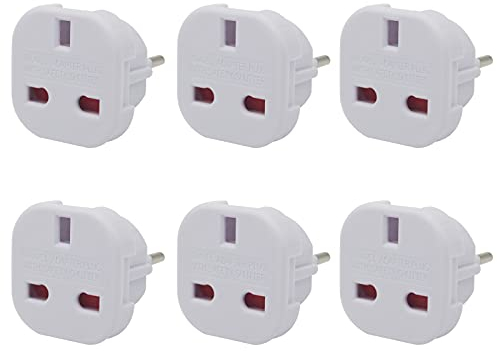 Jsdoin EU Travel Adapter pack of 6, UK to European Plug Adapter, Europe Converter Type C, E, F for Spain, France, Italy, Portugal, Germany, Netherlands, Greece, Poland, Turkey and More