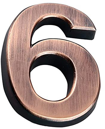 Zayookey Números de Casa de la Puerta 3d Números de Puerta Autoadhesiva House Numbers 7cm Número de Dirección de Buzón (Numero 6)