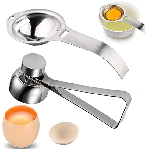 Egg Topper, Separatore Di Albume, Tagliauovo In Acciaio Inossidabile, separatore tuorlo albume,separa tuorlo da albume,egg separator,apri uova,Semplice Utensile Da Cucina Per Uova Sode (Argento)