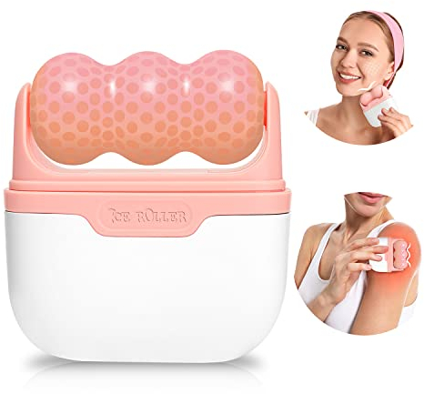 AQUA TIME Gesichts-Eisroller, Eis-Gesichtsroller Kältetherapie-Werkzeuge, Eisroller für Gesicht zur Linderung von Augenschwellungen & Migräne-Schmerzen & leichte Verletzungen, Rosa