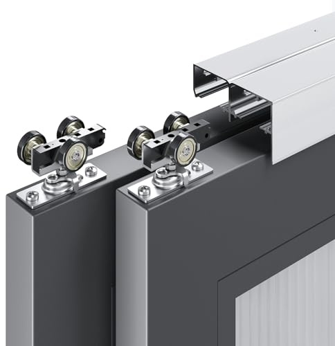 EaseLife 6FT/72in Bypass Double Sliding Pocket Door Hardware Kit, Commercial Grade, Aluminum, Bypassing Closet Doors Track for 2 Door System, Slide Smoothly Quietly, Easy Install,No Door