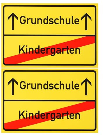 Inskrivningsskylt, 2 st, 1 mm PVC, 30 x 20 cm, skämtartikel för slutet av dagis och början av grundskolan, skylt för skolstart, rolig skylt för skolstart