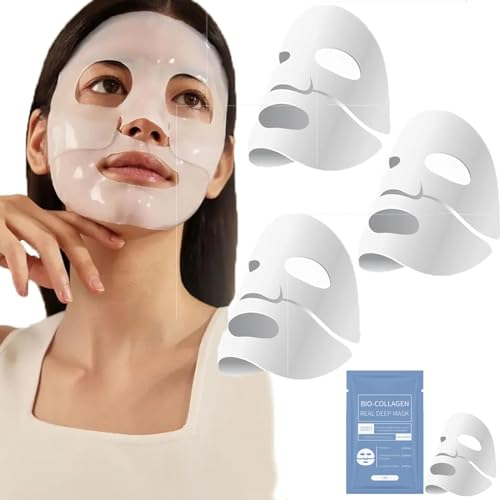 Korean Bio-Collagen Real Deep Mask, Bio Collagen Mask Overnight, Collagen Reverse Film Volume Peel off Mask, Lösliche Kollagen-Ergänzungsfolie - Mit hydrolysierten Kollagenen (3PCS)