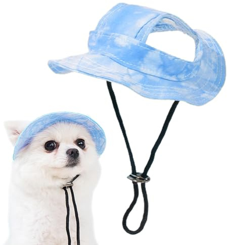 Cappello da Sole Estivo Regolabile per Cani e Gatti di Piccola Taglia - Tesa Larga per Animali Domestici