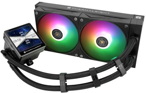 TR Grand Vision 240 ARGB Black AIO CPU Liquid Cooler,IPS LCD Screen with 480x480 Resolution,for AM5/LGA1851/1700,3.4 inch'Magnetic-Absorbing LCD Screen for Images -Black