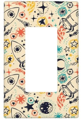 Rockets Wall Plate Covers, 1- Gang Wall Plates Mid-Size 5.0 x 3.0, Decorative Light Switch Cover Plate Outlet Covers, Polycarbonate Thermoplastic