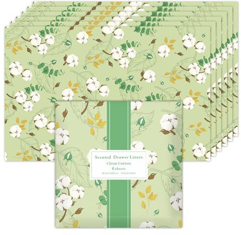 Scent-Hi Duftendes Schrankpapier Schubladeneinlagen, Schrankpapier Baumwolle Duft für Schubladen, Regalen, Kleiderschrank, Kommode, 6 Blatt 36.5 * 50 cm