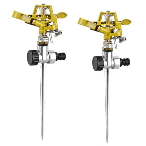 iDMRURvm 2er Set Rasensprenger Impulsregner Kreisregner Gartenregner Sprinkler Metall