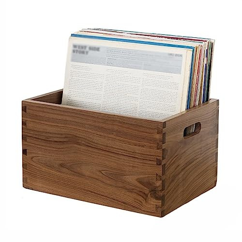 Support de rangement pour disques CD Caisse de stockage de disques vinyles, support de disque CD en bois, organisateur de disques Cube en noyer noir, boîte de disques Lp, étui de rangement for support