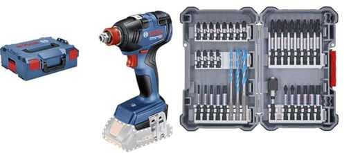 Bosch Professional 18V System Akku Drehschlagschrauber GDX 18V-200 (inkl. L-BOXX, ohne Akku/Ladegerät) + 35x PRO Impact Mixed Set, Amazon Exclusiv, 35-tlg. (für Beton, Weiche Fliesen, 108 x 168 mm)
